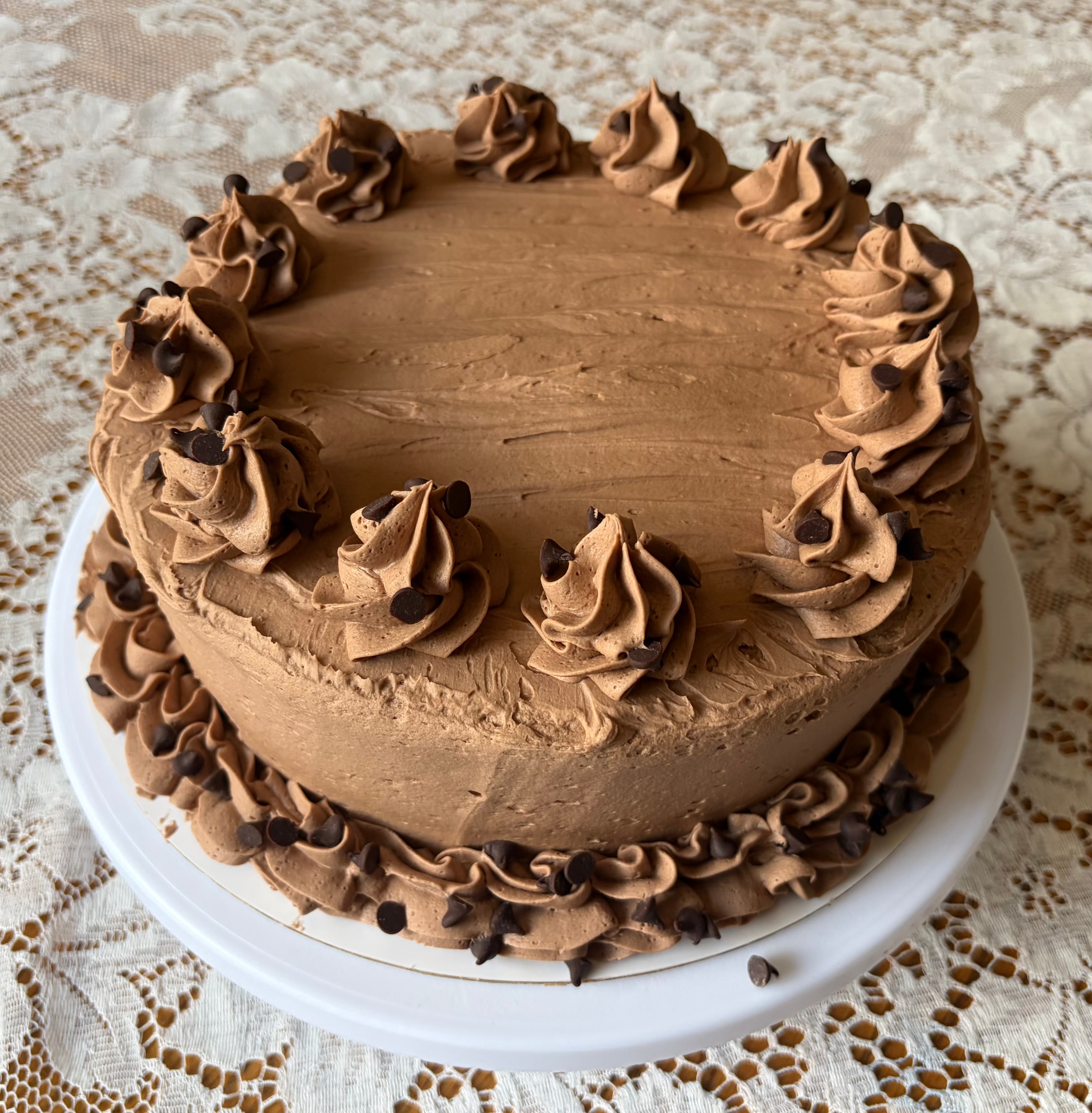 Baked by Lo gluten-free chocolate cake on stand